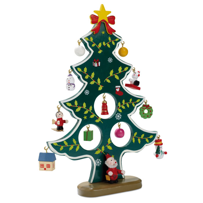 WOODTREE – Alberello di Natale in legno con 12 decorazioni