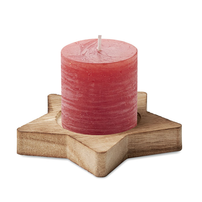 LOTUS – Candela alla vaniglia su base in legno a stella