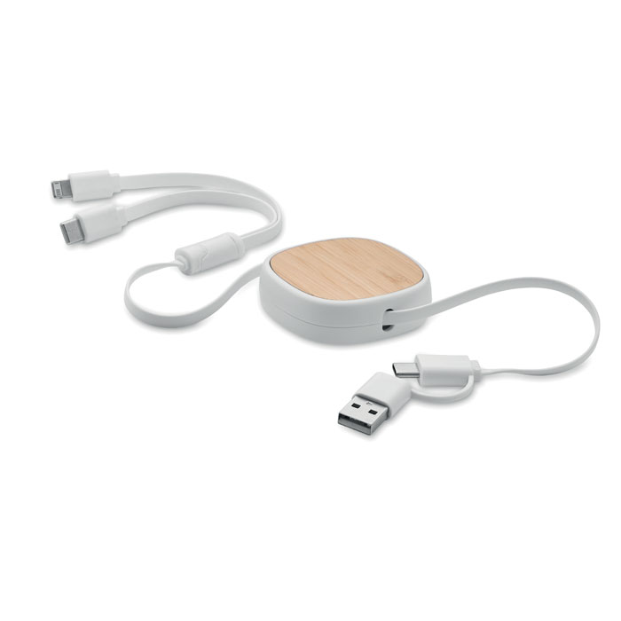 TOGOBAM – Retractable multi-USB cable with bamboo top