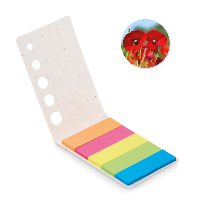 MEMO SEED – Segnapagina in carta con semi, 5 colori