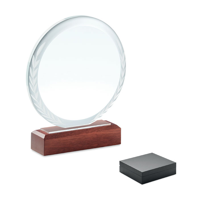 KEEN – Porta targa rotondo su base in legno