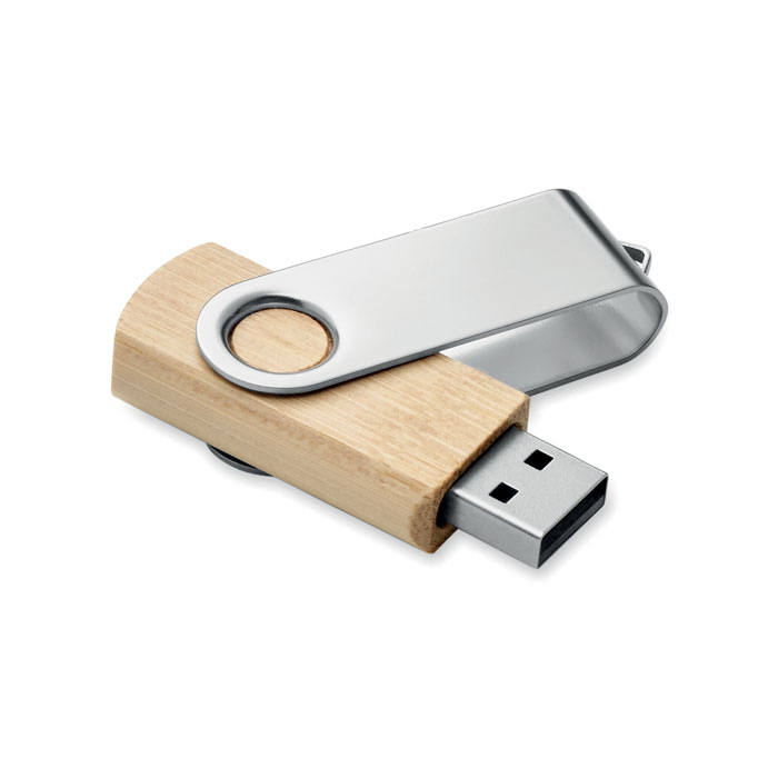 TECHMATE BAMBOO – USB flash drive with rotating metal cover