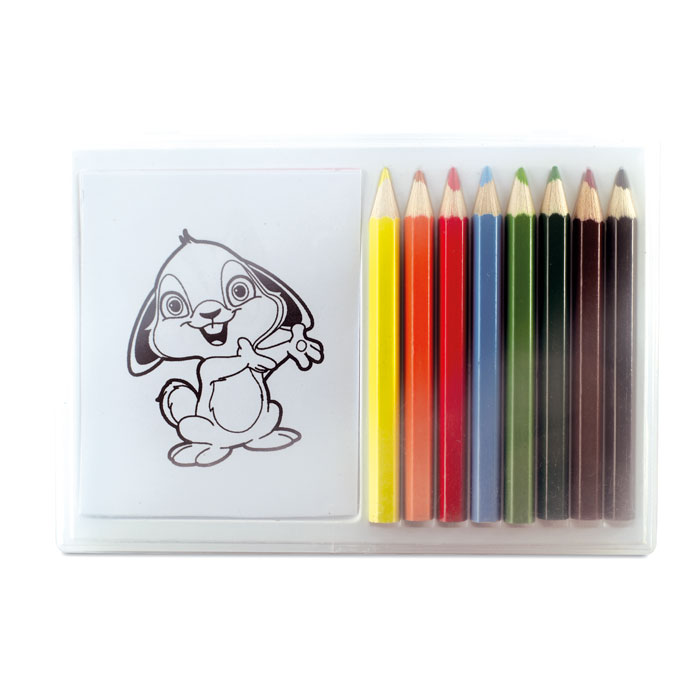 RECREATION – Colouring set with 8 pencils and 20 pictures